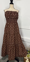Anthropologie Brown Polka Dot Maxi Dress with Pockets – Size XL (New)🤎✨