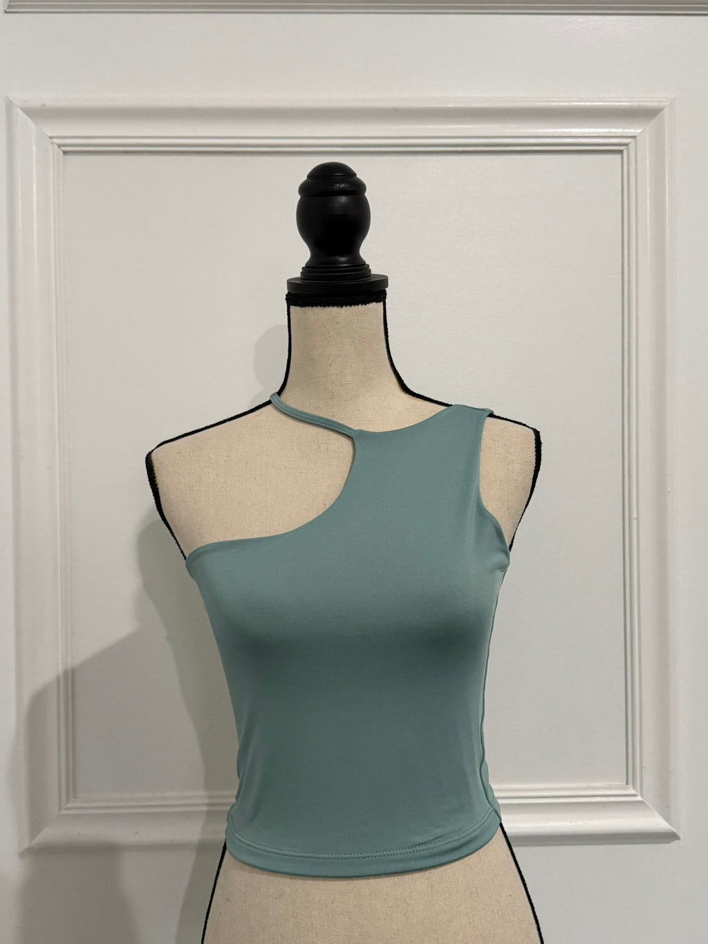 Asymmetrical One Shoulder Top(color sage )