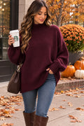 Vince Camuto Burgundy Mock Neck Oversized Sweater – Size Medium Preloved