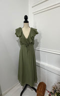 Old Navy Olive Green Ruffle Maxi Dress – Size XL Preloved