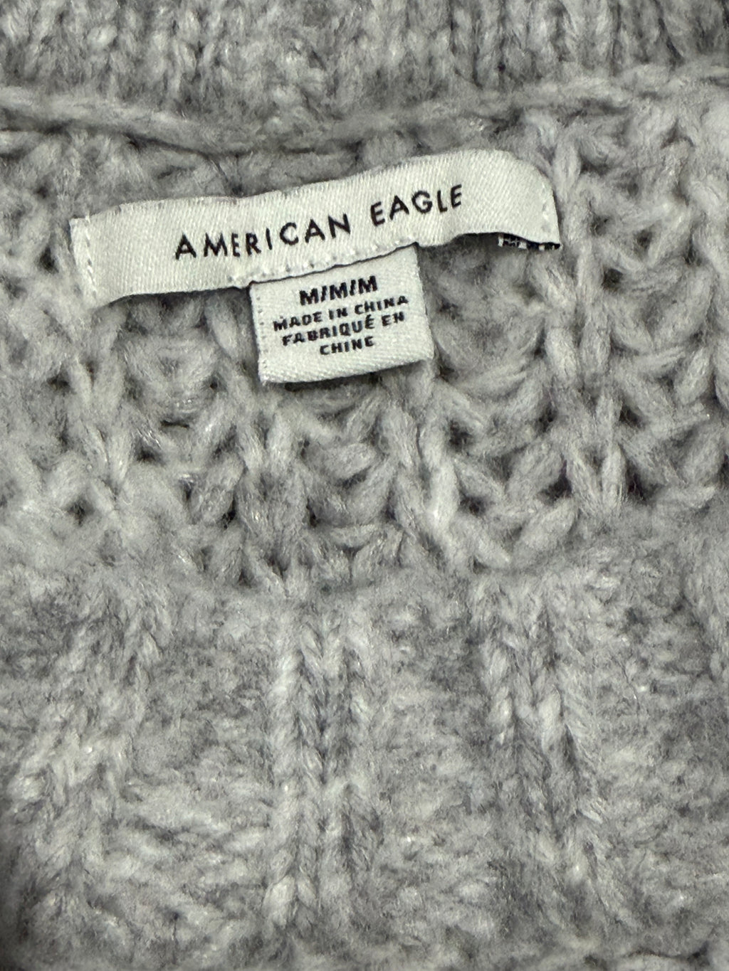 American Eagle Gray Chunky Knit Oversized Sweater – Size Medium