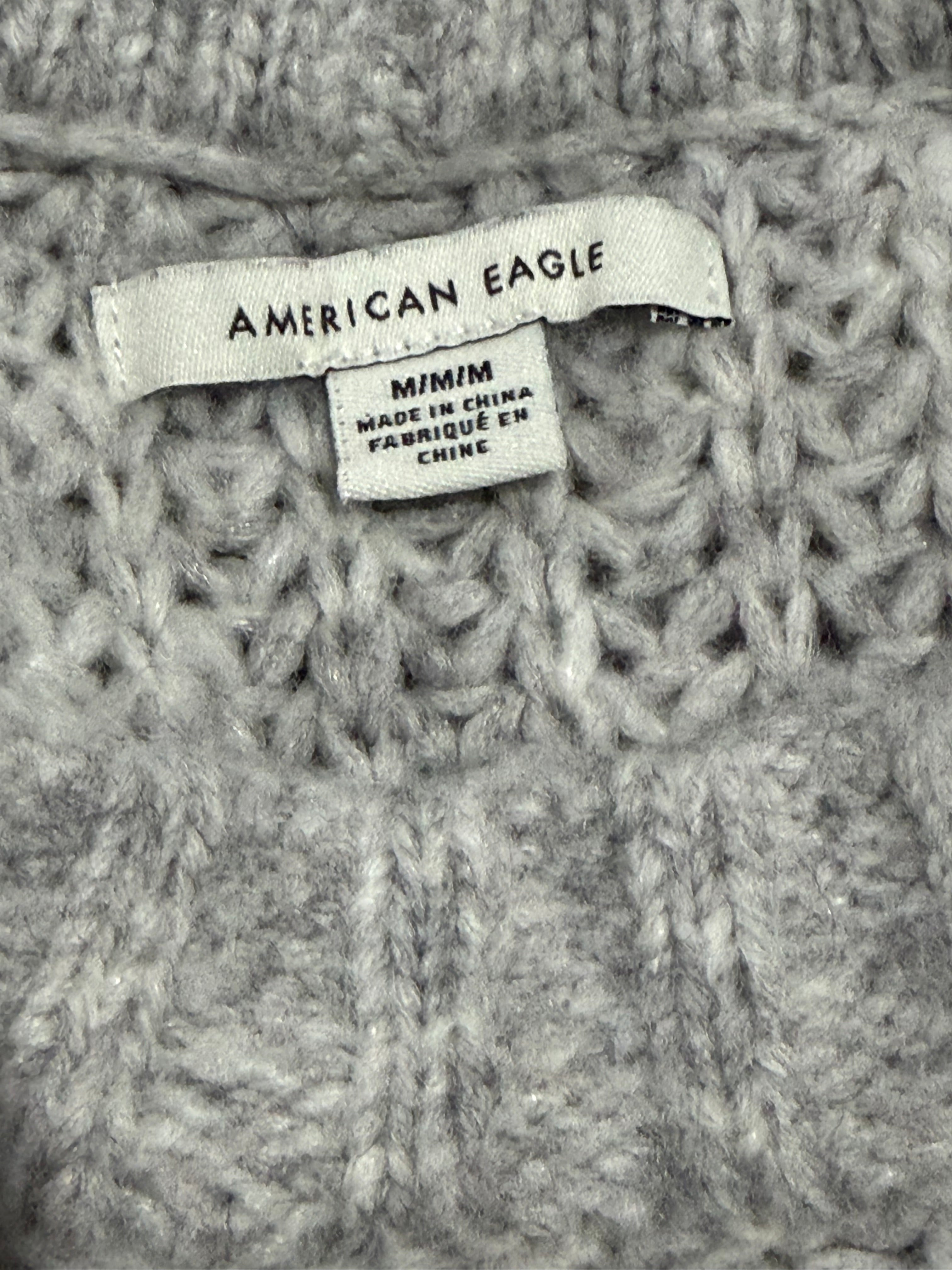American Eagle Gray Chunky Knit Oversized Sweater – Size Medium