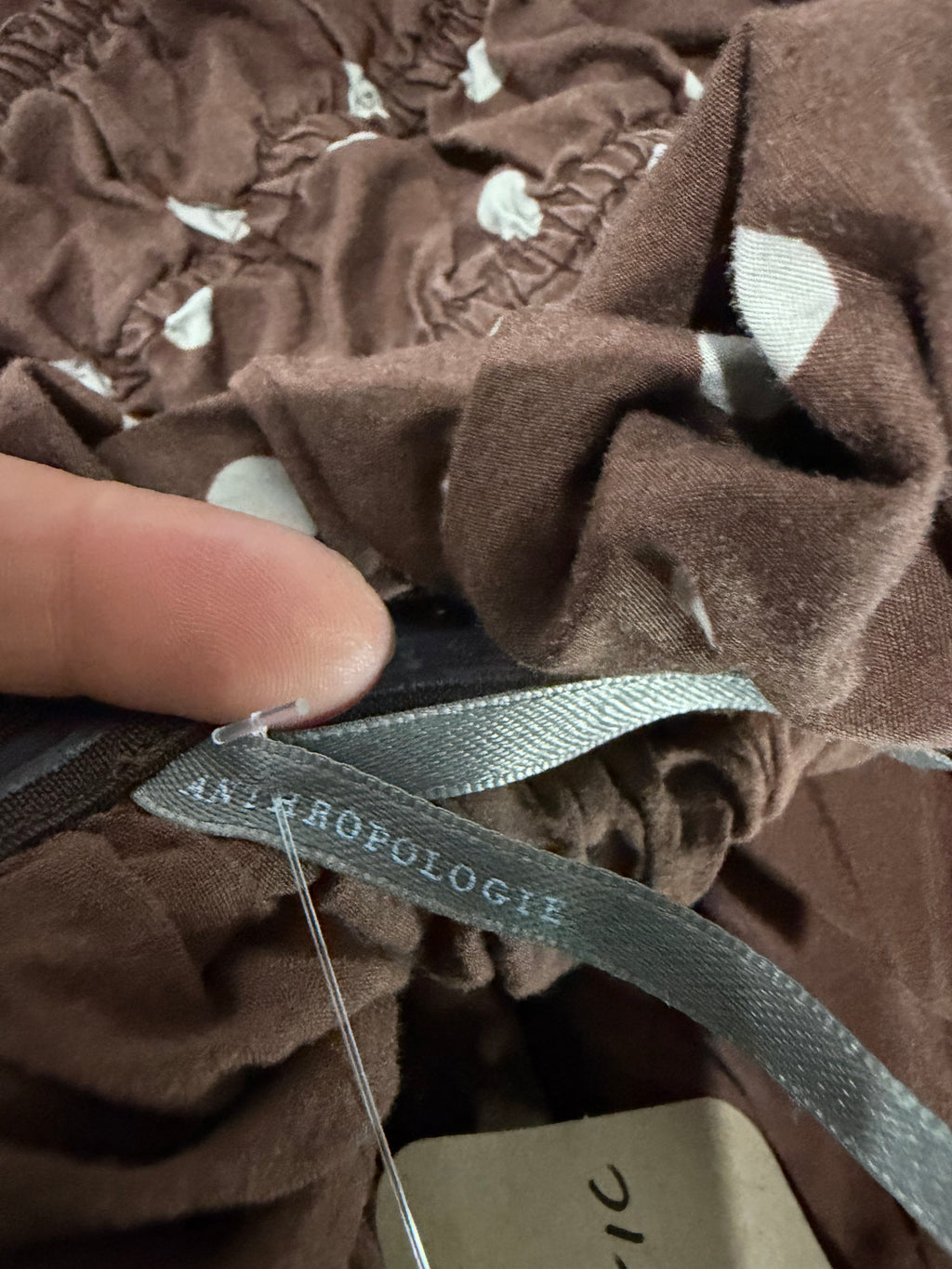 Anthropologie Brown Polka Dot Maxi Dress with Pockets – Size XL (New)🤎✨