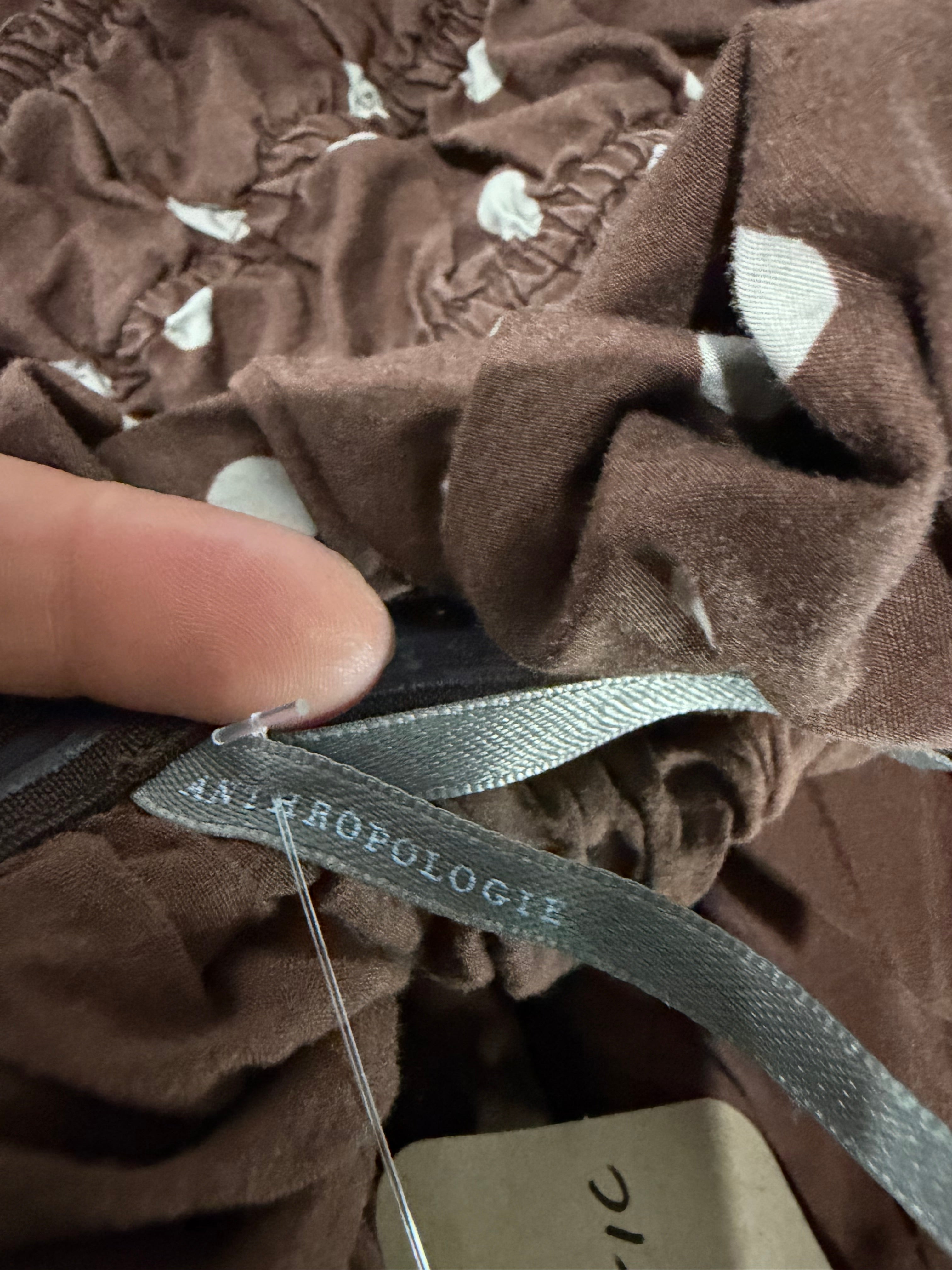 Anthropologie Brown Polka Dot Maxi Dress with Pockets – Size XL (New)🤎✨