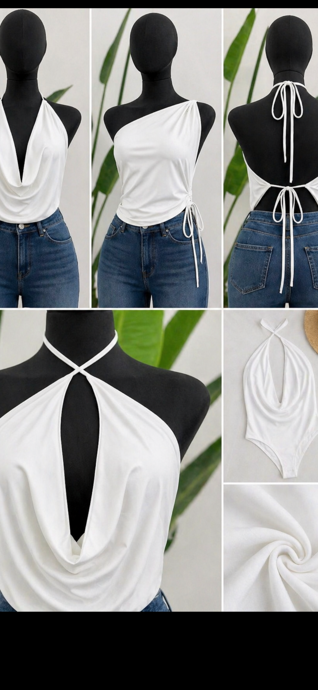 Draped Halter Body – White 🤍✨