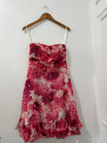 White House Black Market  strap Pink Floral Ruffle Dress – Size 6 Preloved