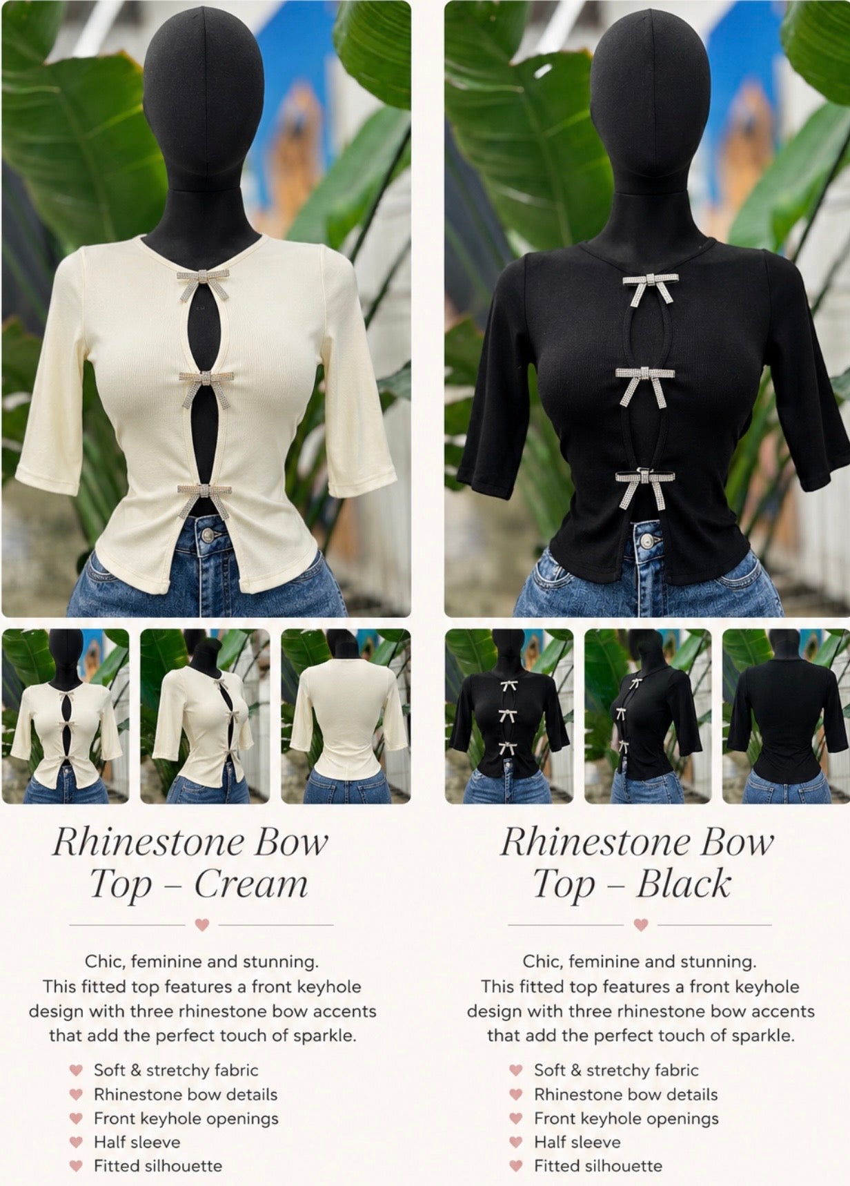 Rhinestone bow top