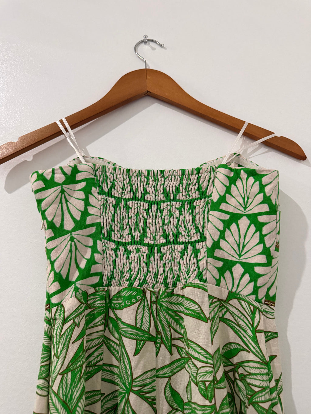 ZARA Green Tropical Print Maxi Dress with Side Slit – Size XS