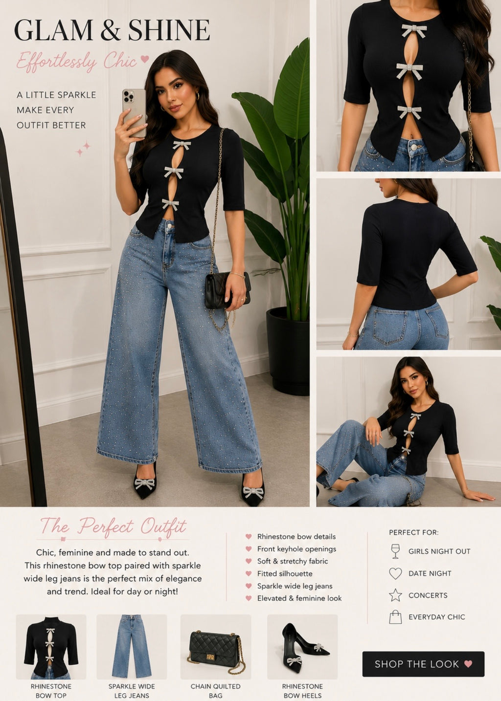 Rhinestone bow top