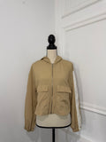 ZARA Beige Colorblock Hooded Utility Jacket – Size XS Preloved