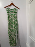 ZARA Green Tropical Print Maxi Dress with Side Slit – Size XS