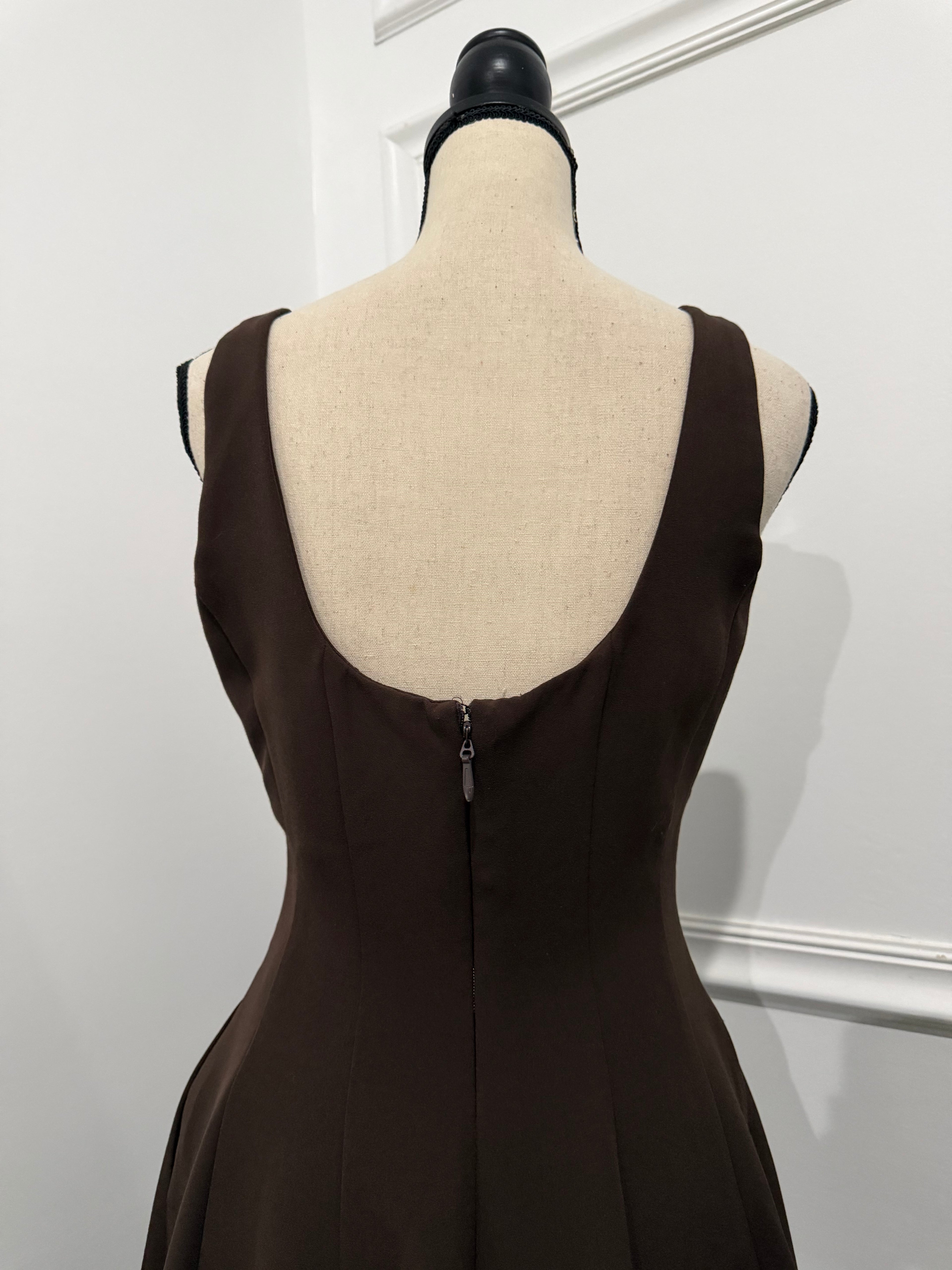 Rare London Chocolate Brown Fit & Flare Skater Dress – Size 6(New No Tag)