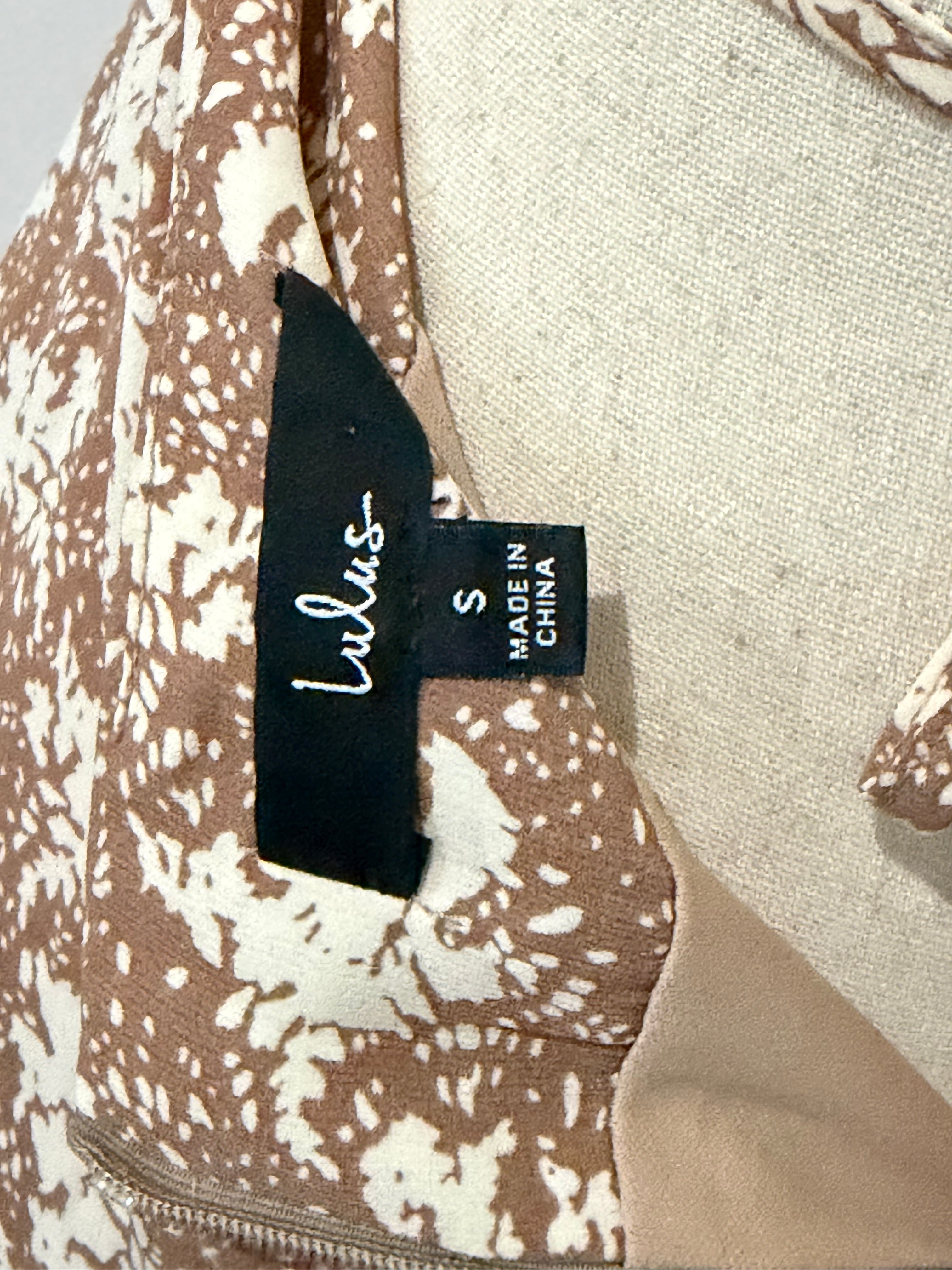 Lulus Taupe Floral Dress,Size -S