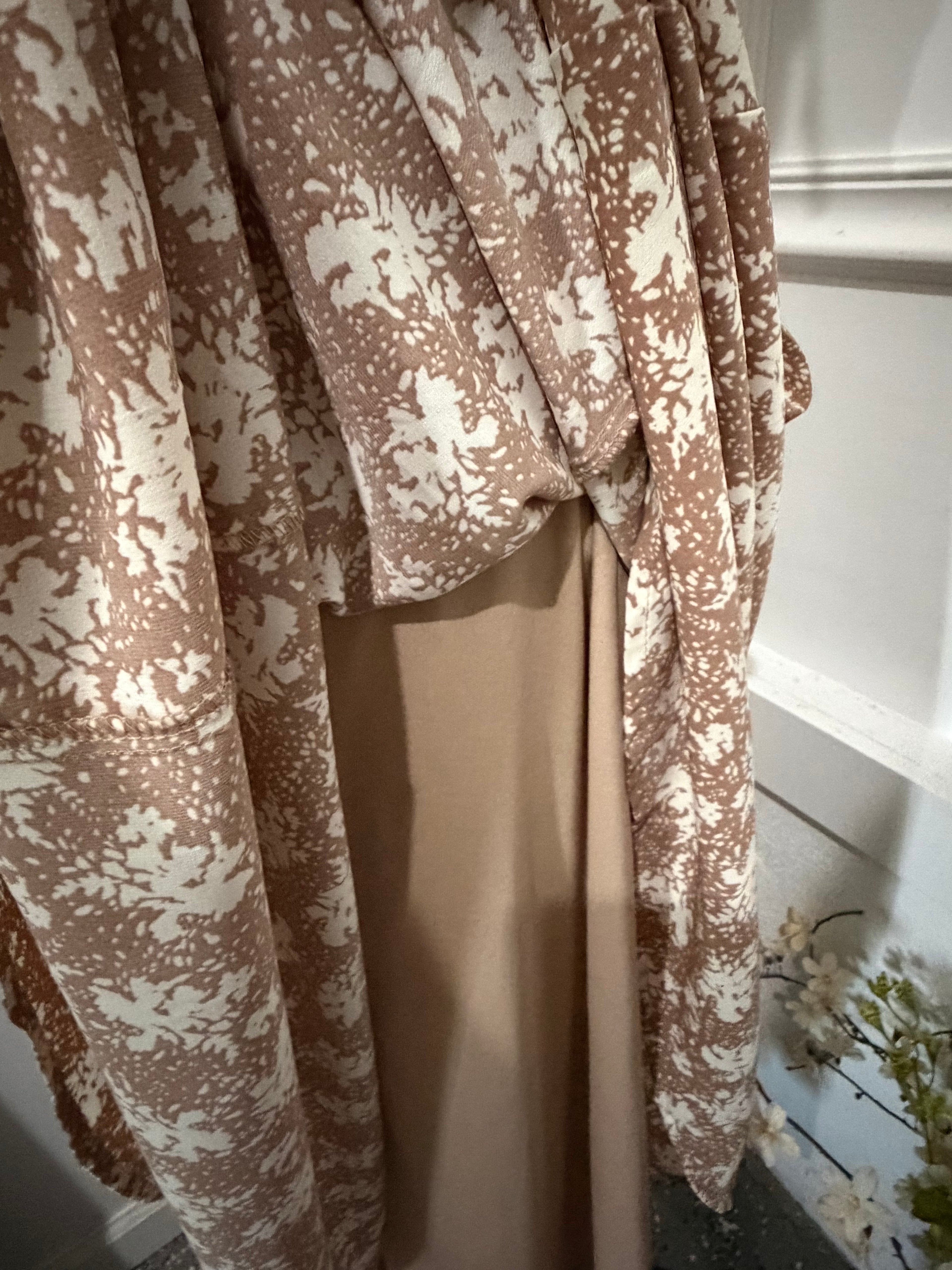 Lulus Taupe Floral Dress,Size -S