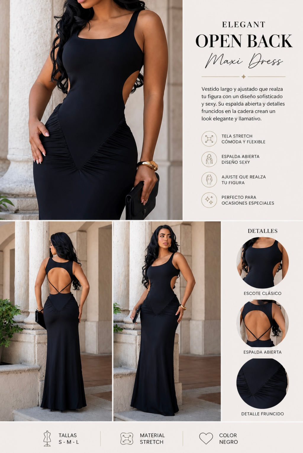 Elegant Open Back Maxi Dress 🖤✨