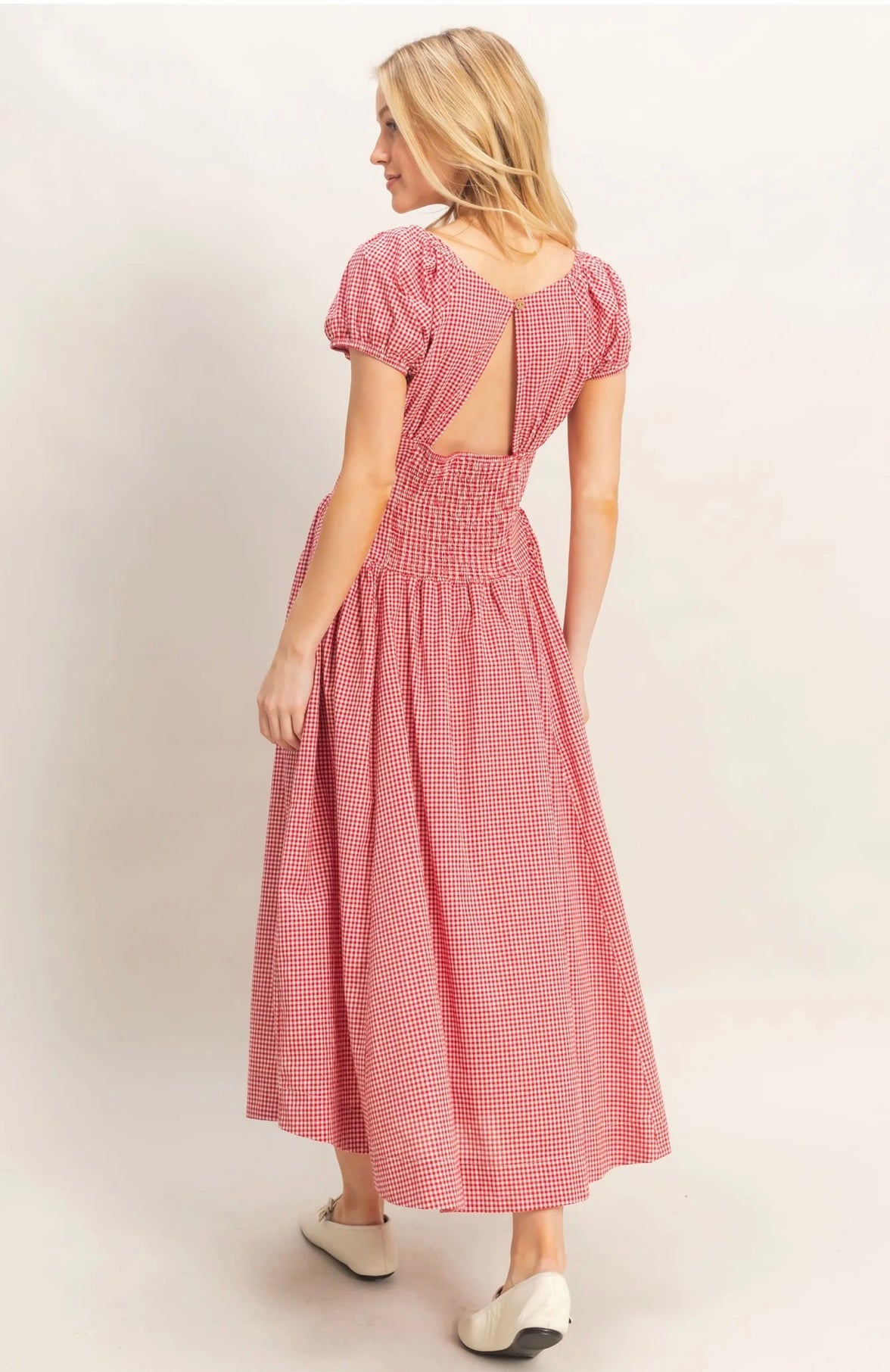 Gingham Puff Sleeve Dress