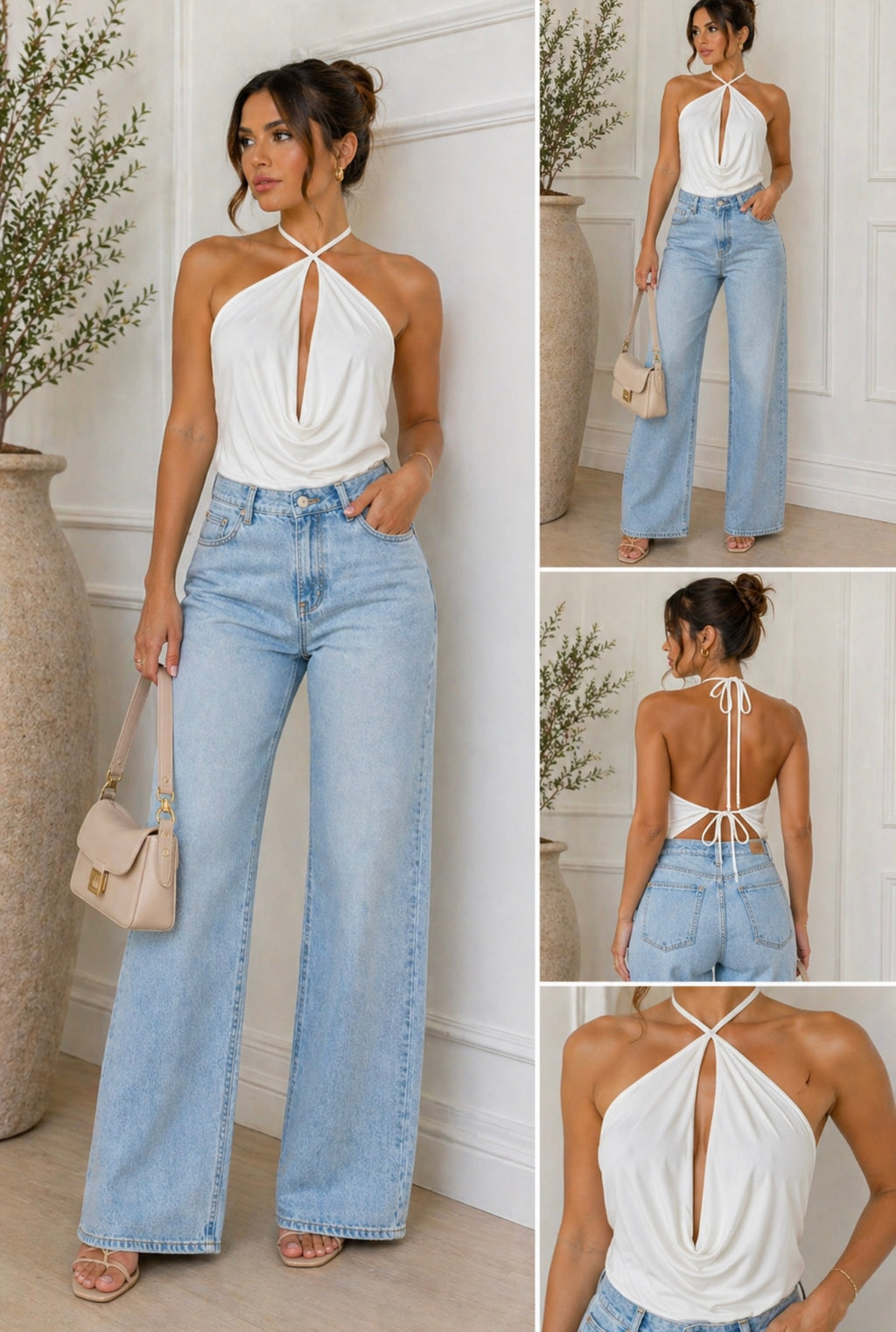 Draped Halter Body – White 🤍✨