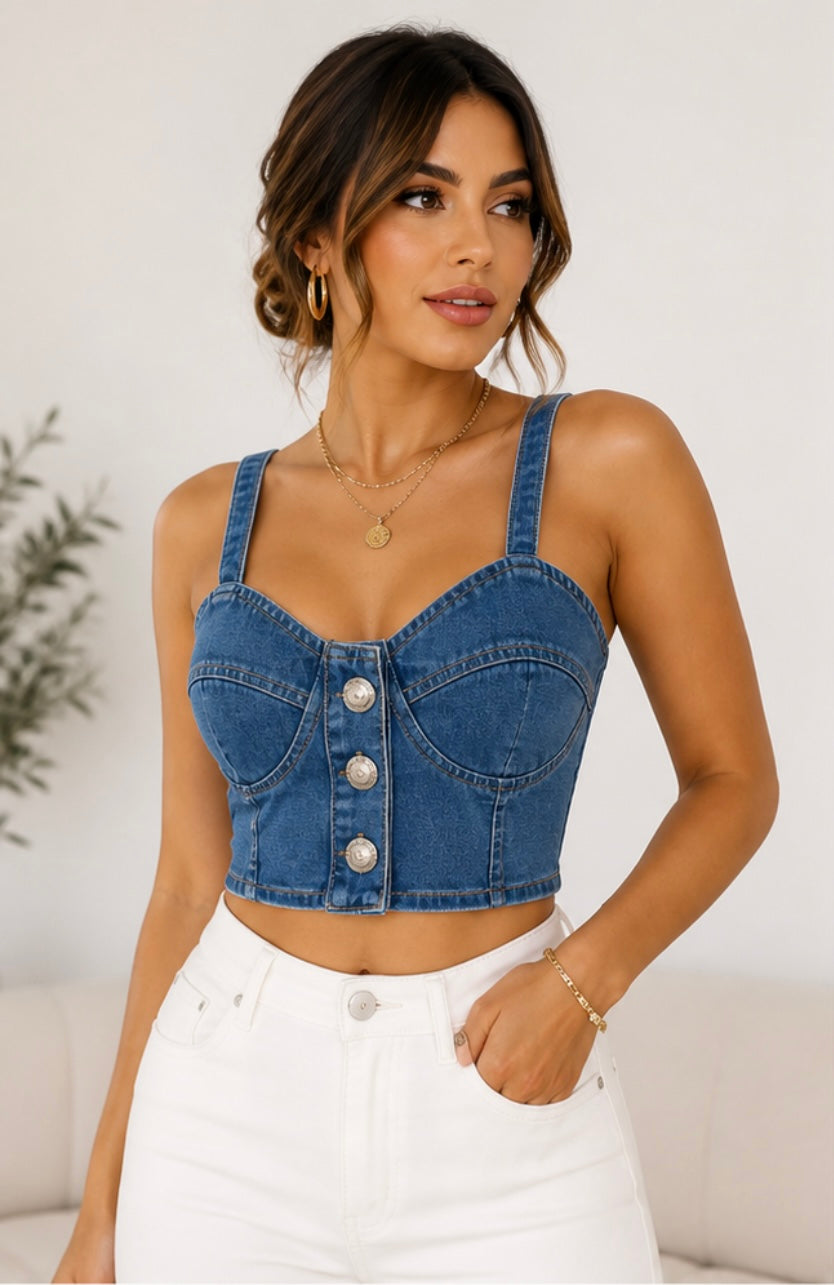 Top Corset Denim Corto