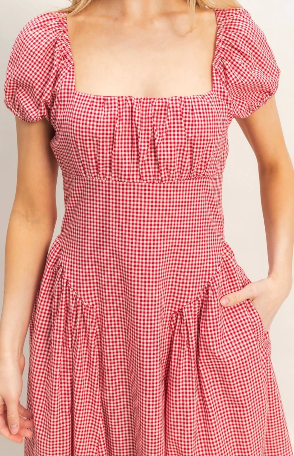Gingham Puff Sleeve Dress